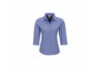 Micro Check Ladies 3/4 Sleeve Shirt - Blue