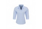 Micro Check Ladies 3/4 Sleeve Shirt - Light Blue