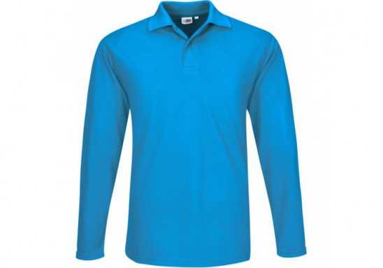 US Basic Mens Long Sleeve Elemental Golf Shirt - Aqua