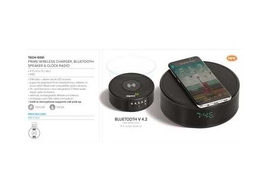 Prime Wireless Charger, Bluetooth Speaker And Clock Radio