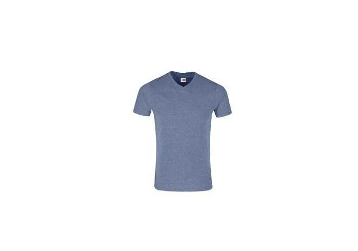 US Basic Mens Michigan Melange V-Neck T shirt-Blue
